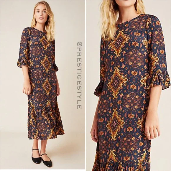 ANTHROPOLOGIE Kachel Tiburon Ruffled Maxi Dress - Picture 8 of 16